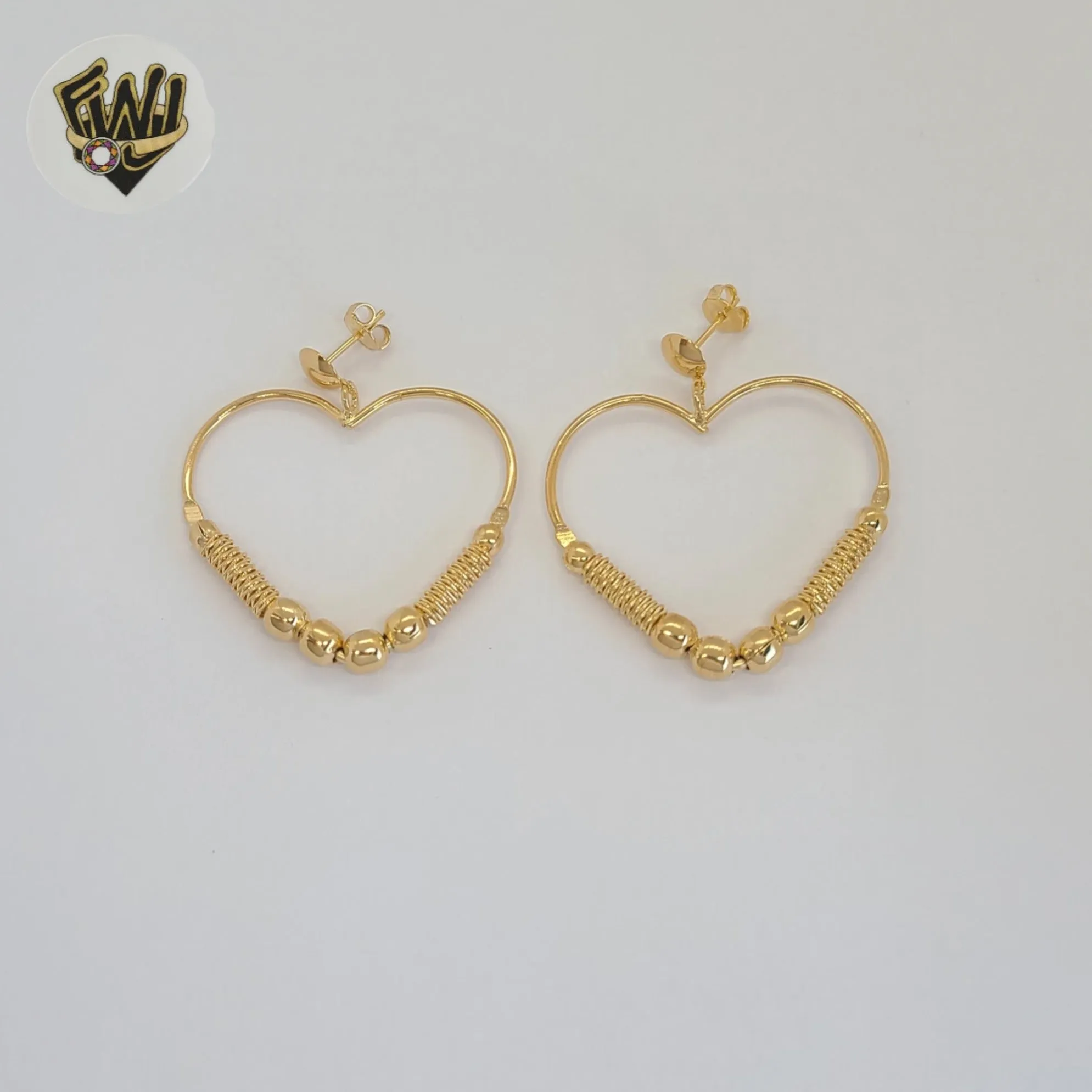 (1-1218-7) Gold Laminate - Heart Stud Earrings - BGF