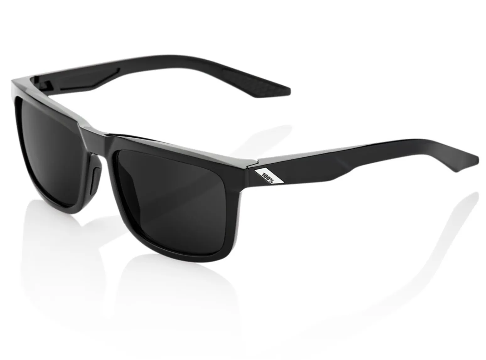 100% Sunglasses - Blake - Polished Black - Grey PEAKPOLAR Lens