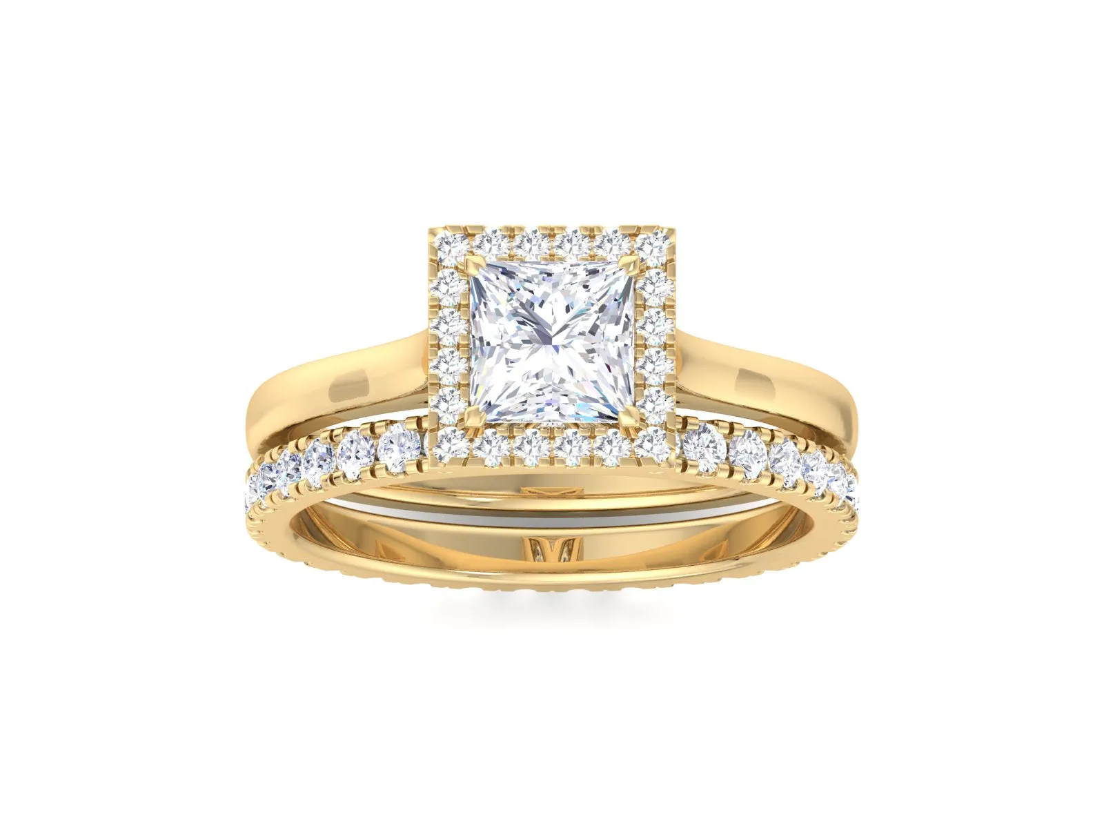 1.00ct princess cut moissanite engagement ring set