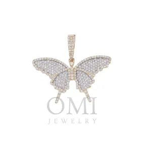 10K GOLD DIAMOND BUTTERFLY PENDANT 2.15 CT