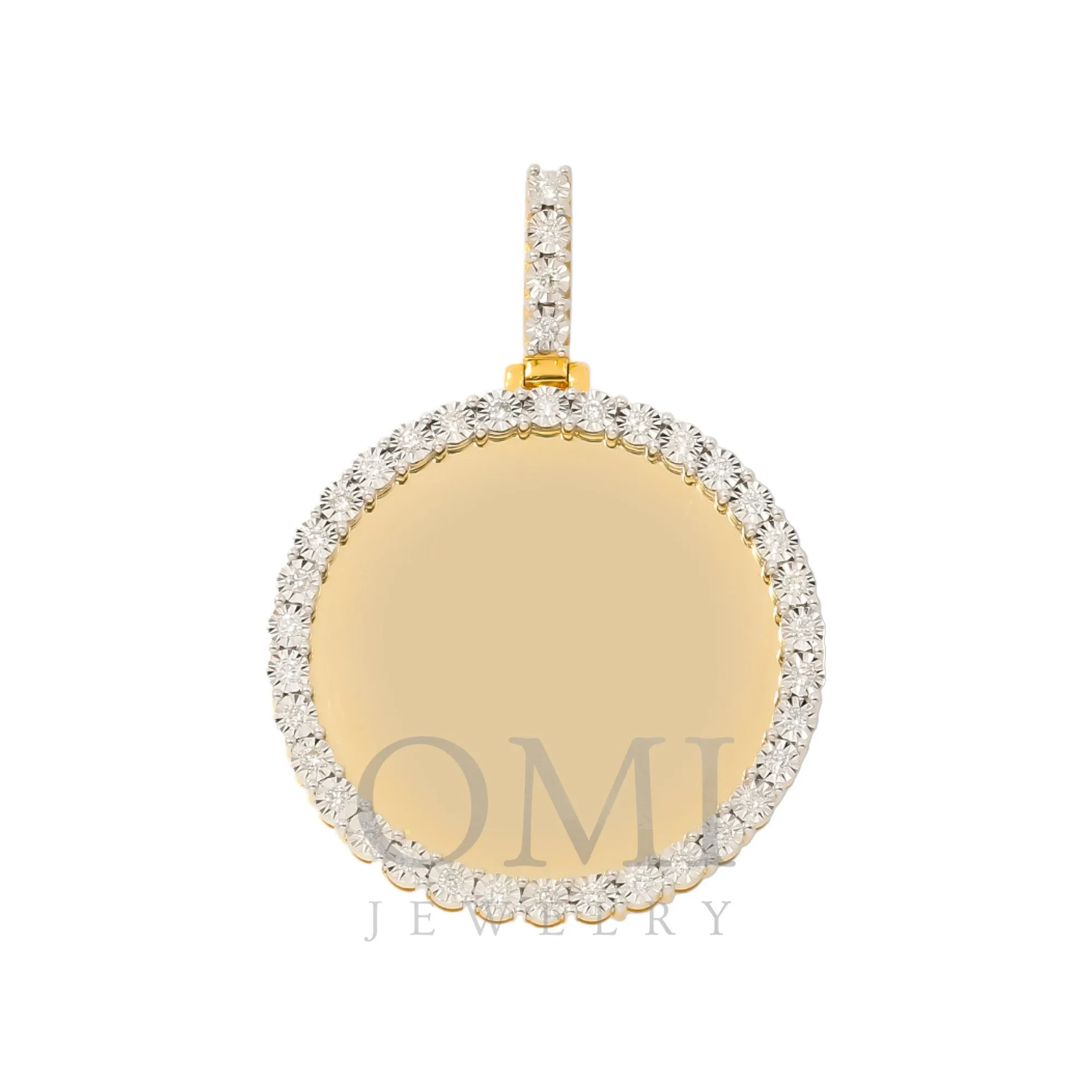 10K GOLD ROUND DIAMOND CIRCLE PICTURE PENDANT 0.96 CT