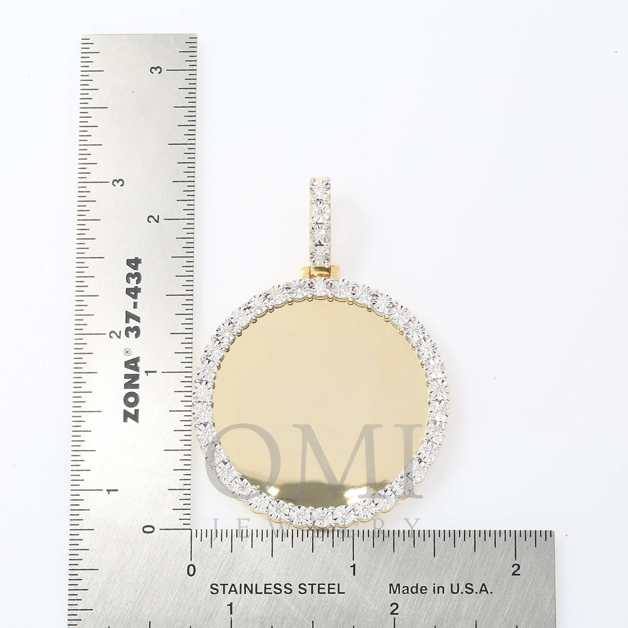 10K GOLD ROUND DIAMOND CIRCLE PICTURE PENDANT 0.96 CT