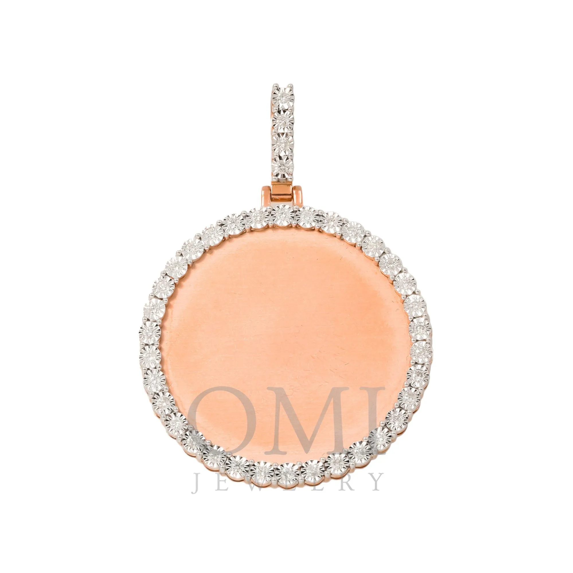 10K GOLD ROUND DIAMOND CIRCLE PICTURE PENDANT 0.96 CT