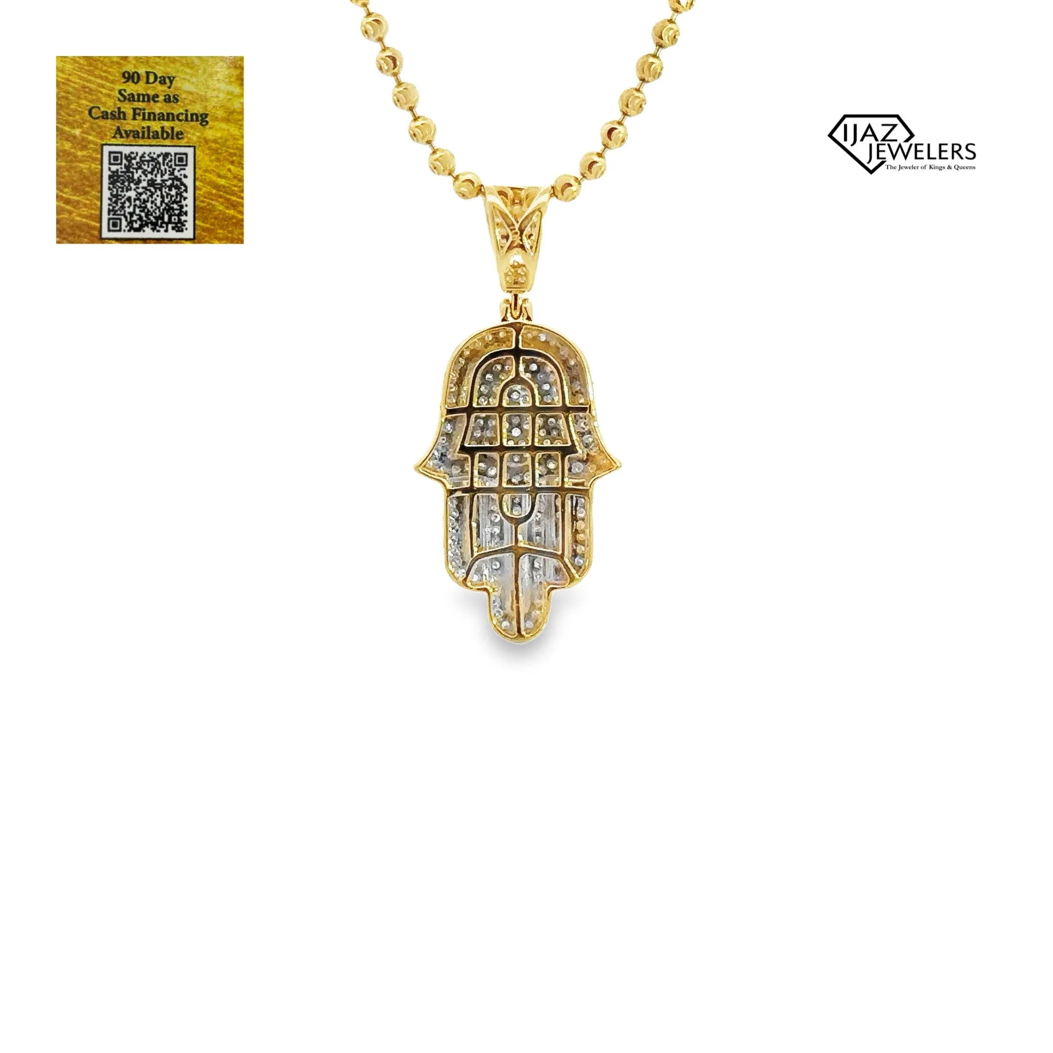 10K Gold Two Tone 0.40 CTW Diamond Hamsa Hand Charm