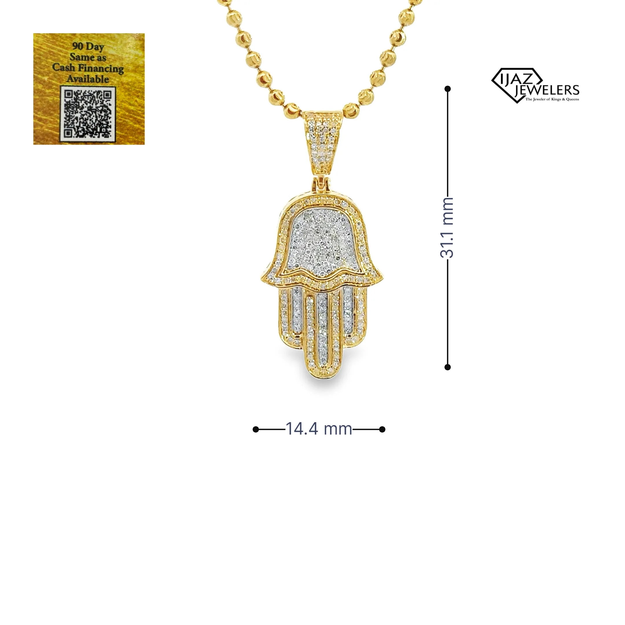 10K Gold Two Tone 0.40 CTW Diamond Hamsa Hand Charm