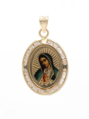 14K Gold Our Lady of Guadalupe Picture Pendant