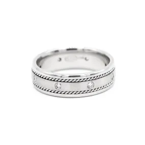 14K White Gold Natural Round Diamond Braided Men's Wedding Band 0.28TCW