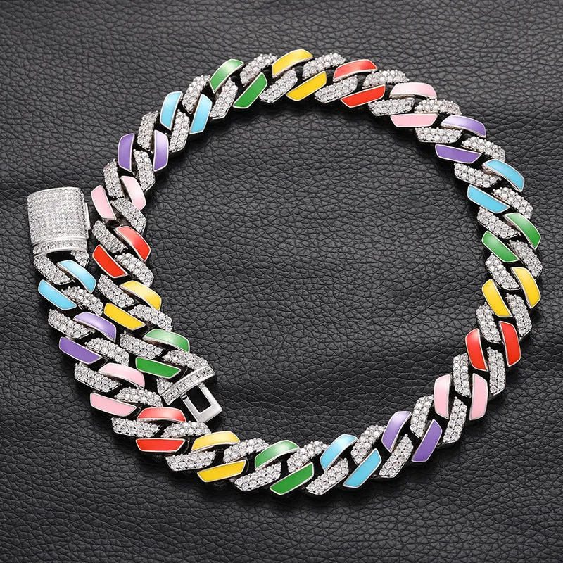 14mm Rainbow Zircon Cuban Chain/Bracelet