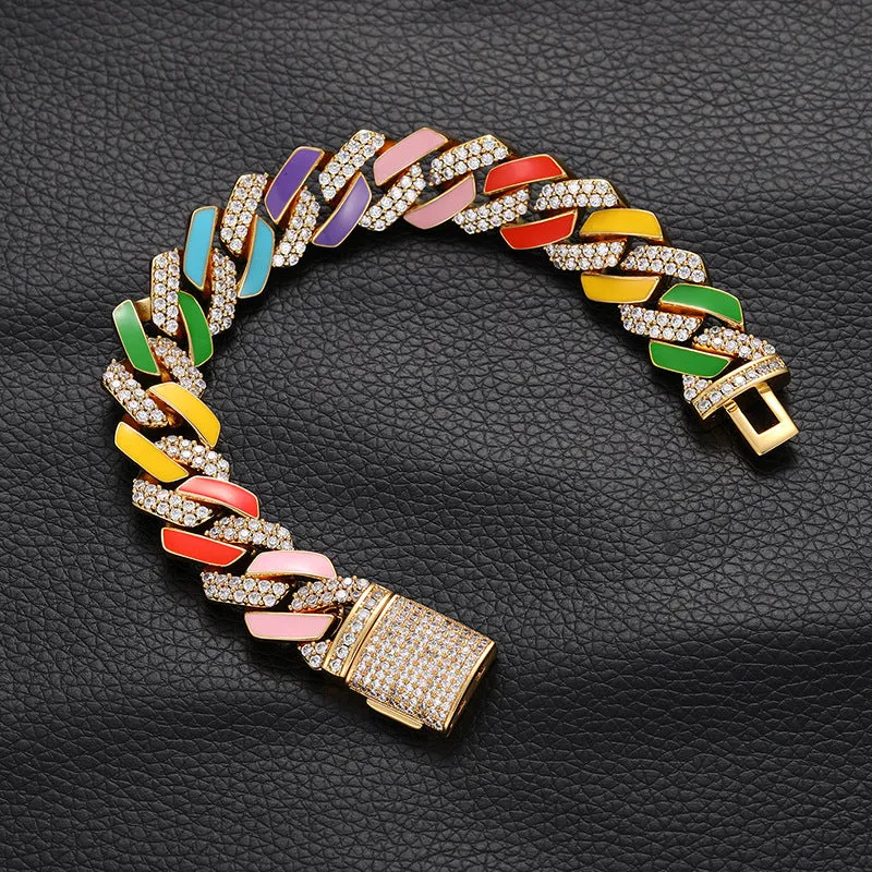 14mm Rainbow Zircon Cuban Chain/Bracelet