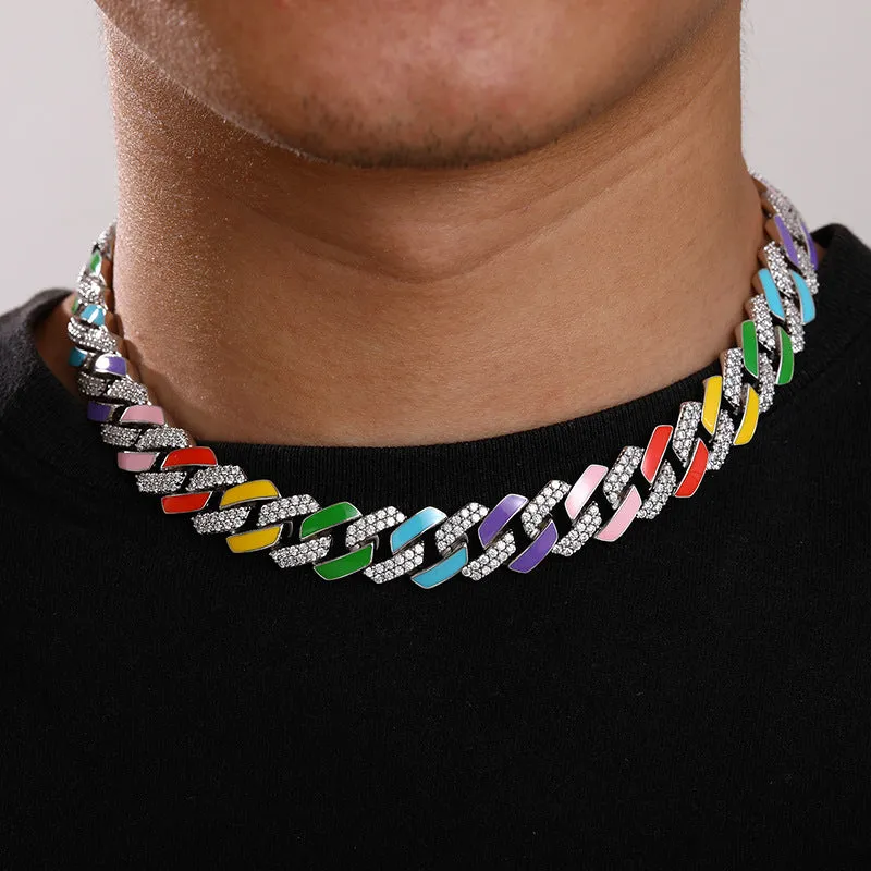 14mm Rainbow Zircon Cuban Chain/Bracelet