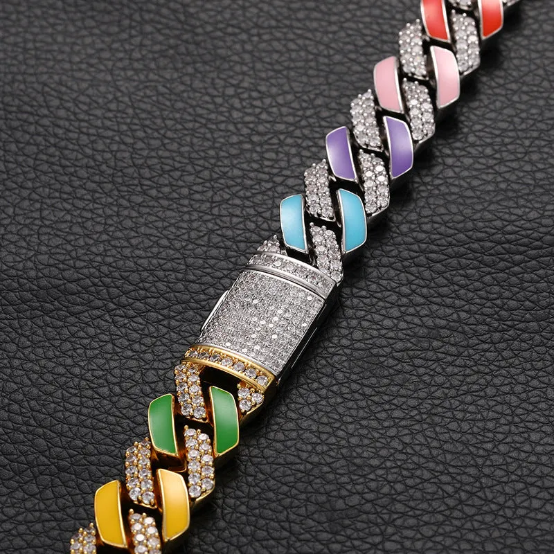 14mm Rainbow Zircon Cuban Chain/Bracelet