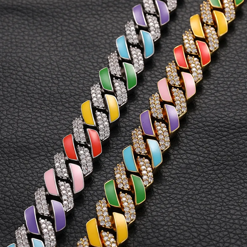 14mm Rainbow Zircon Cuban Chain/Bracelet