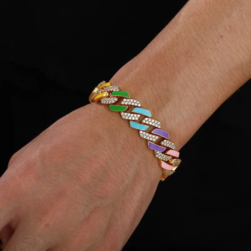 14mm Rainbow Zircon Cuban Chain/Bracelet