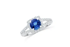 1.67 CT Tanzanite Diamond Ring 0.53 CT TW 14K White Gold TZR003