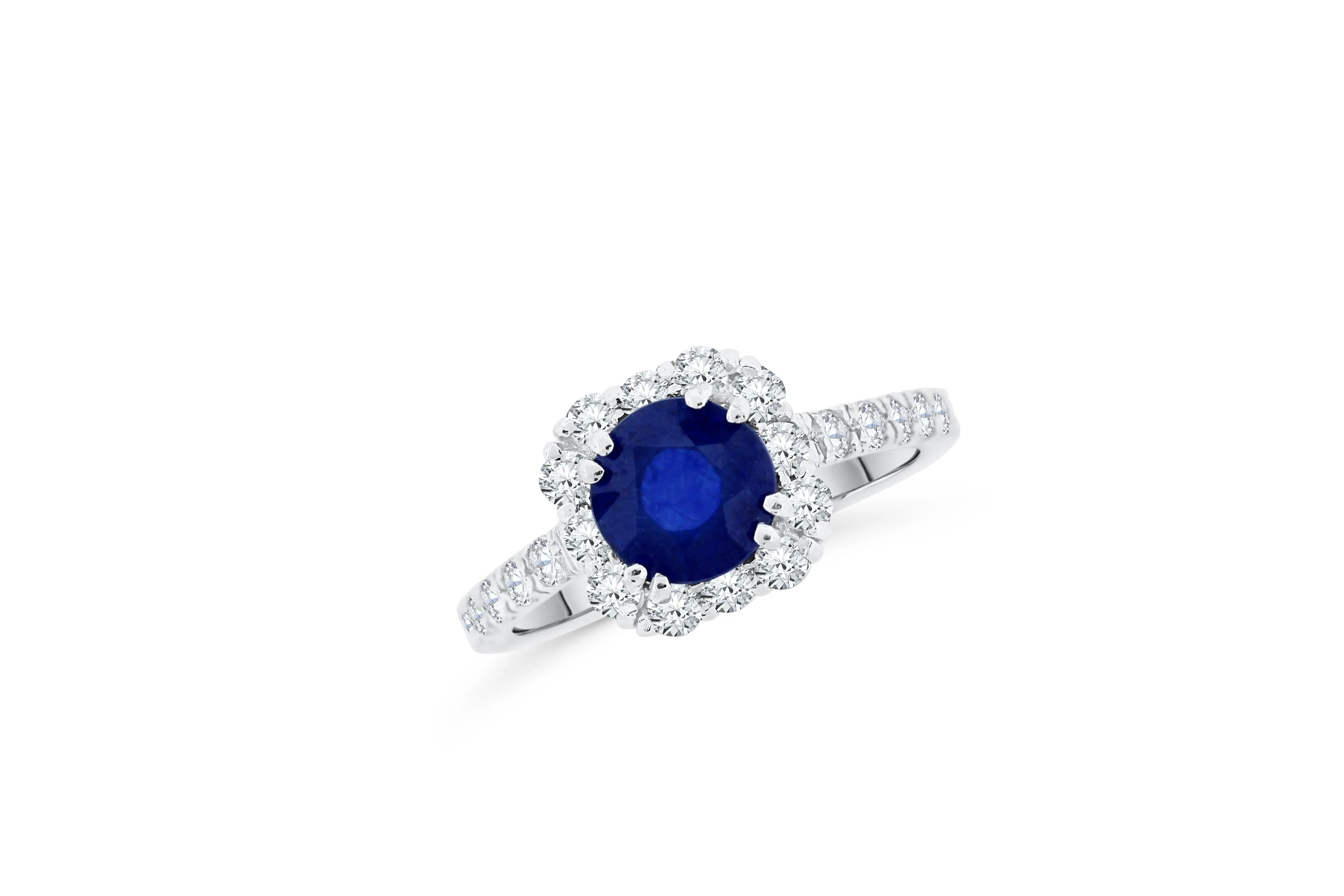 1.86 CT Sapphire Diamond Ring 0.93 CT TW 14K White Gold SPR001