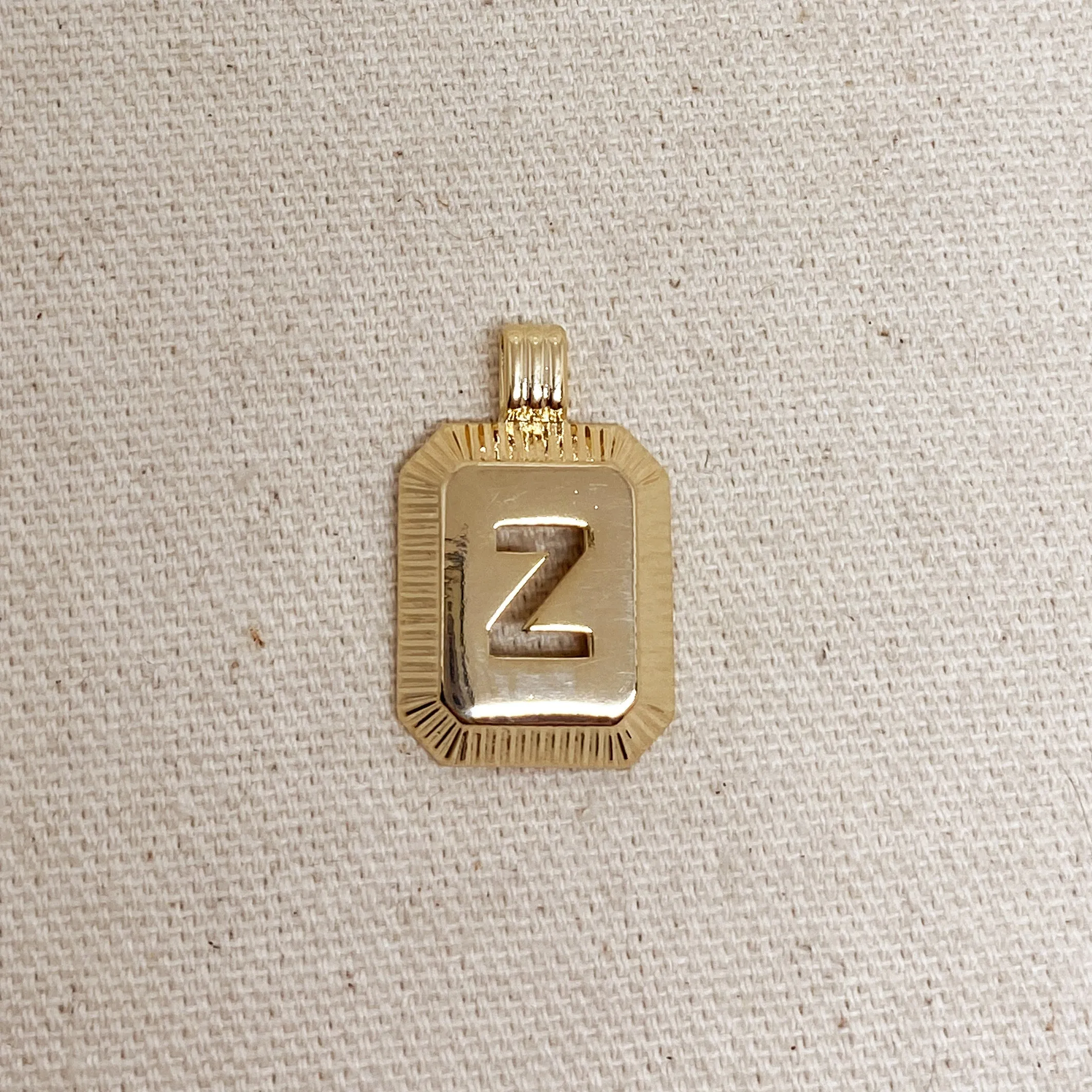 18k Gold Filled Initial Plate Pendant Letter Z