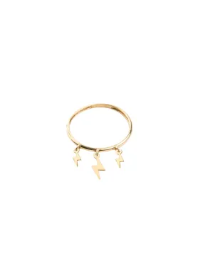 18K Gold Lightning Strike Charm Ring