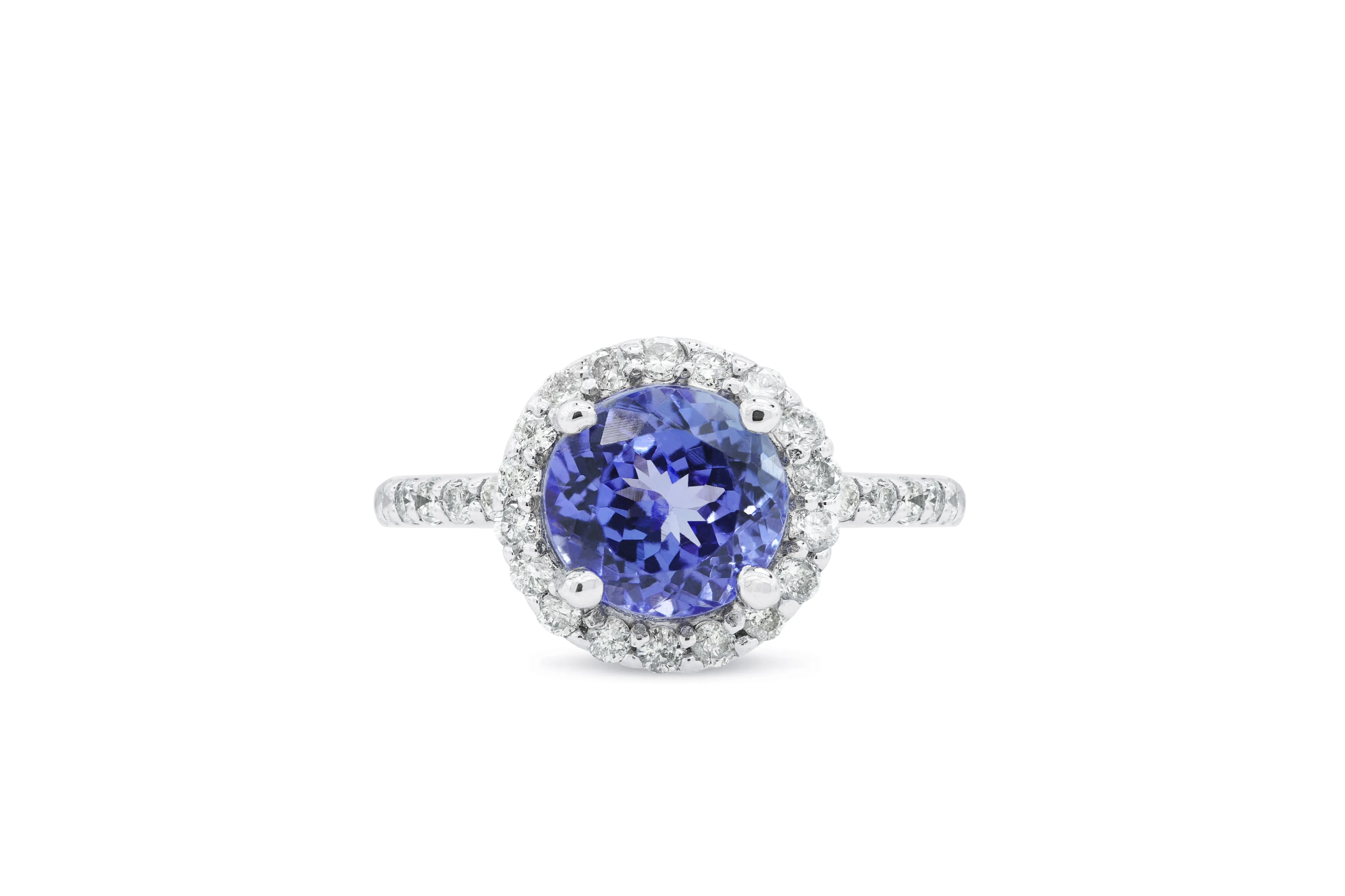 1.93 CT Tanzanite Diamond Ring 0.41 CT TW 14K White Gold TZR010