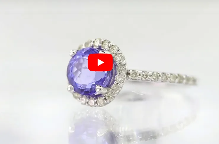 1.93 CT Tanzanite Diamond Ring 0.41 CT TW 14K White Gold TZR010