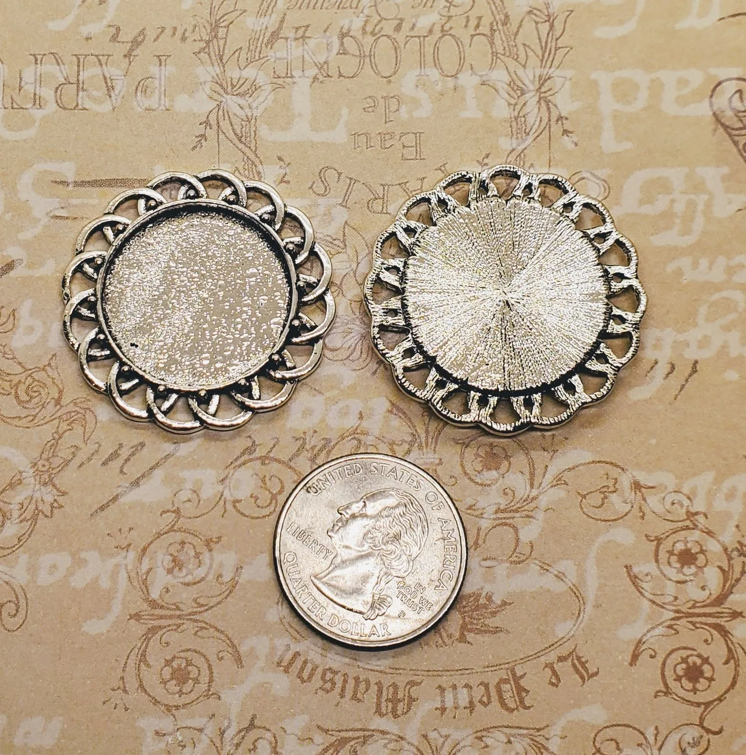 25mm Antique Silver Setting Bezels (2) - L1077