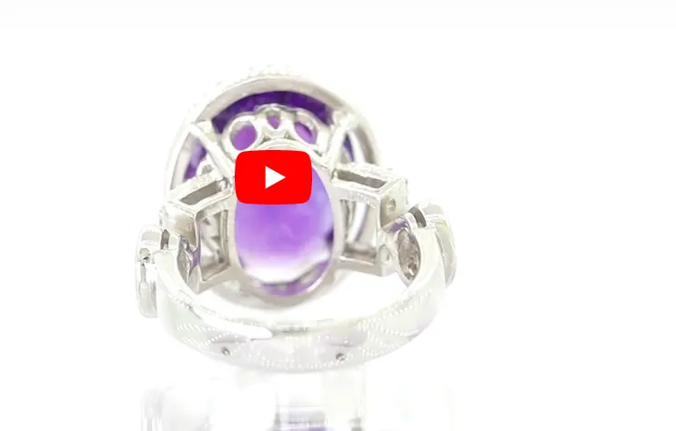 8.1 CT Oval Amethyst Diamond Ring 0.41 CT TW 14K White Gold AMR002