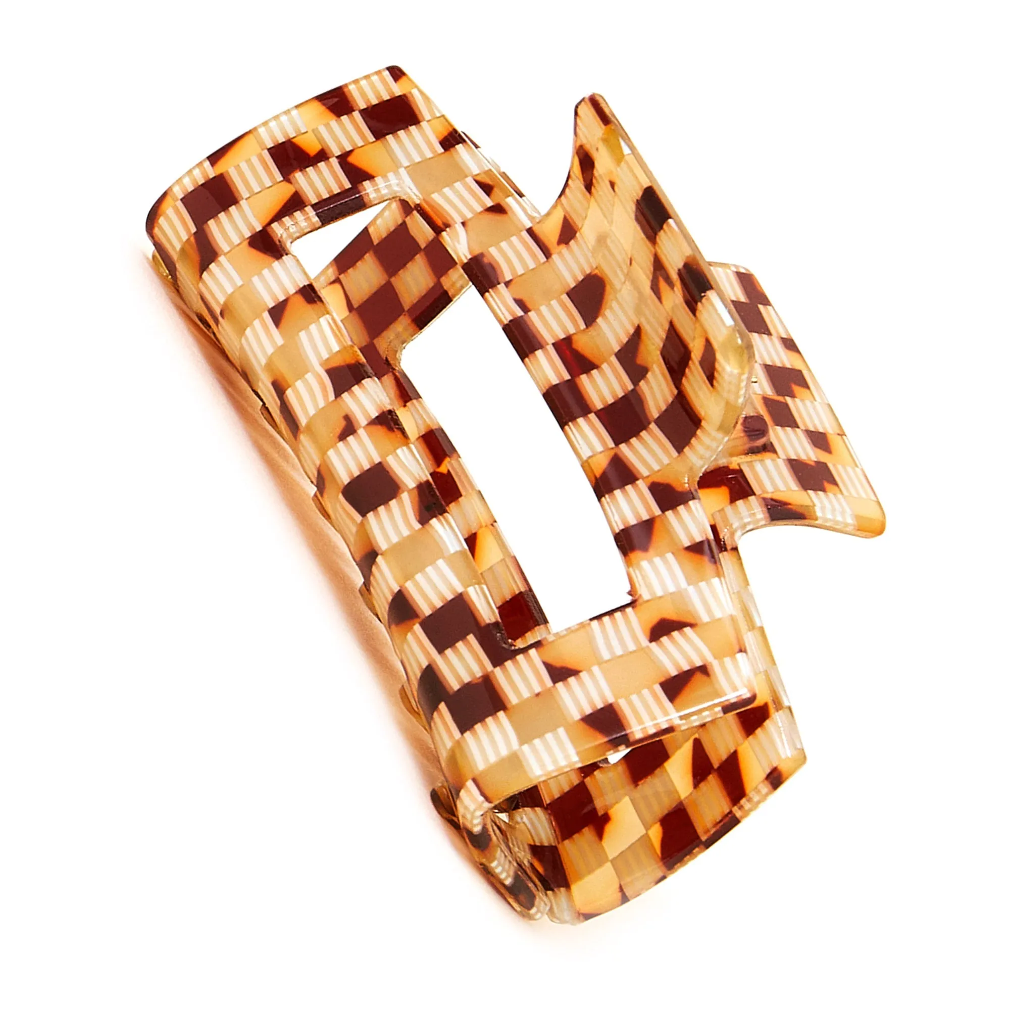 Accessorize London Brown Checkerboard Hair Claw Clip