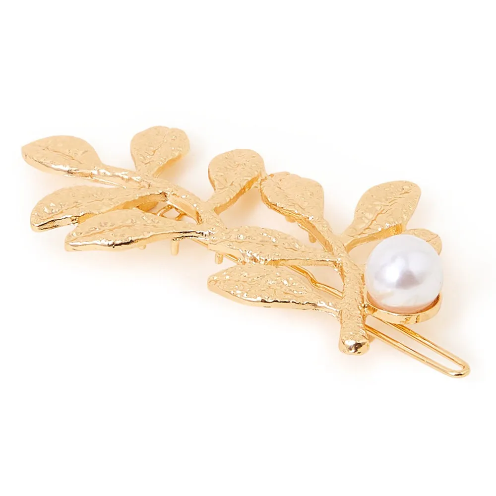 Accessorize London Women's Gold Brushed Leaf Hair Clip