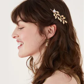 Accessorize London Women's Gold Brushed Leaf Hair Clip