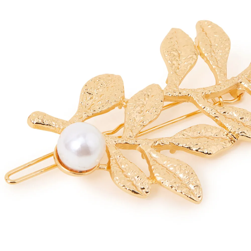 Accessorize London Women's Gold Brushed Leaf Hair Clip