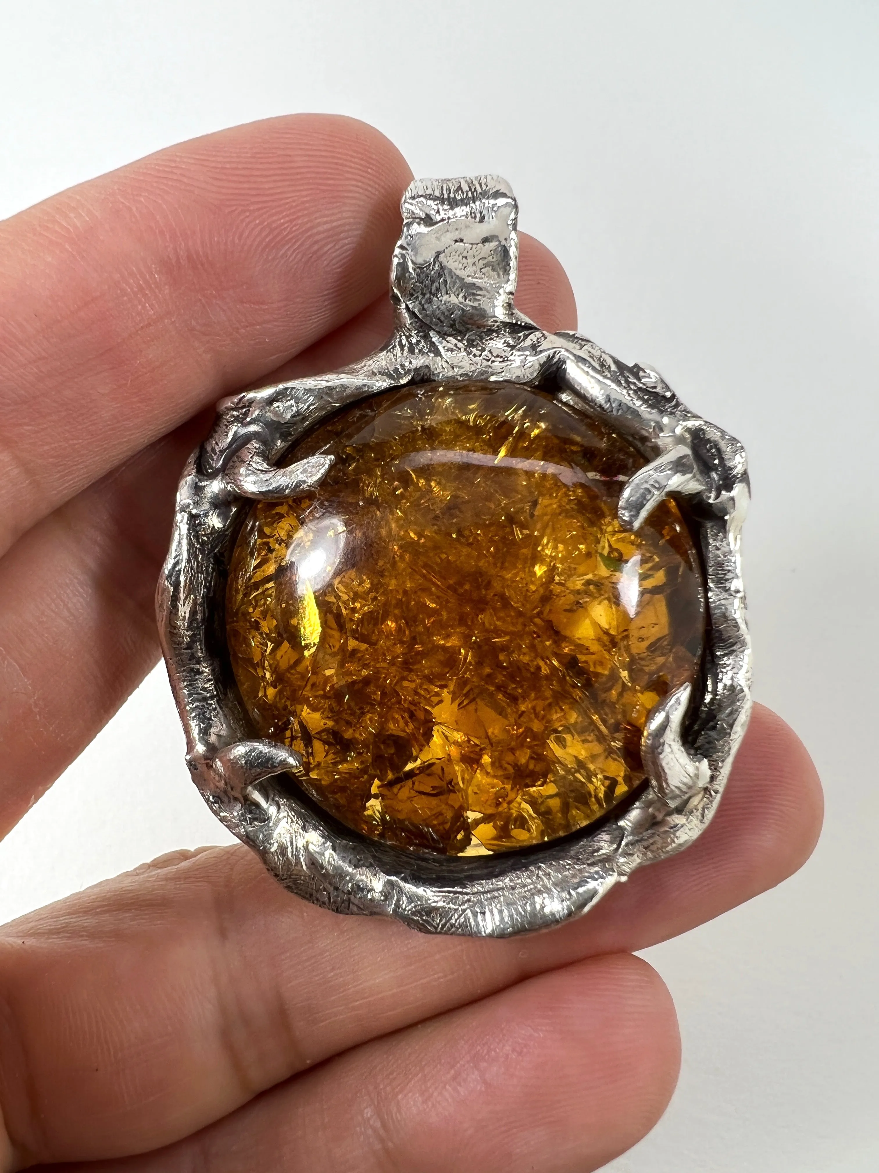 Amber Sun (Amber, Sterling Silver Pendant)