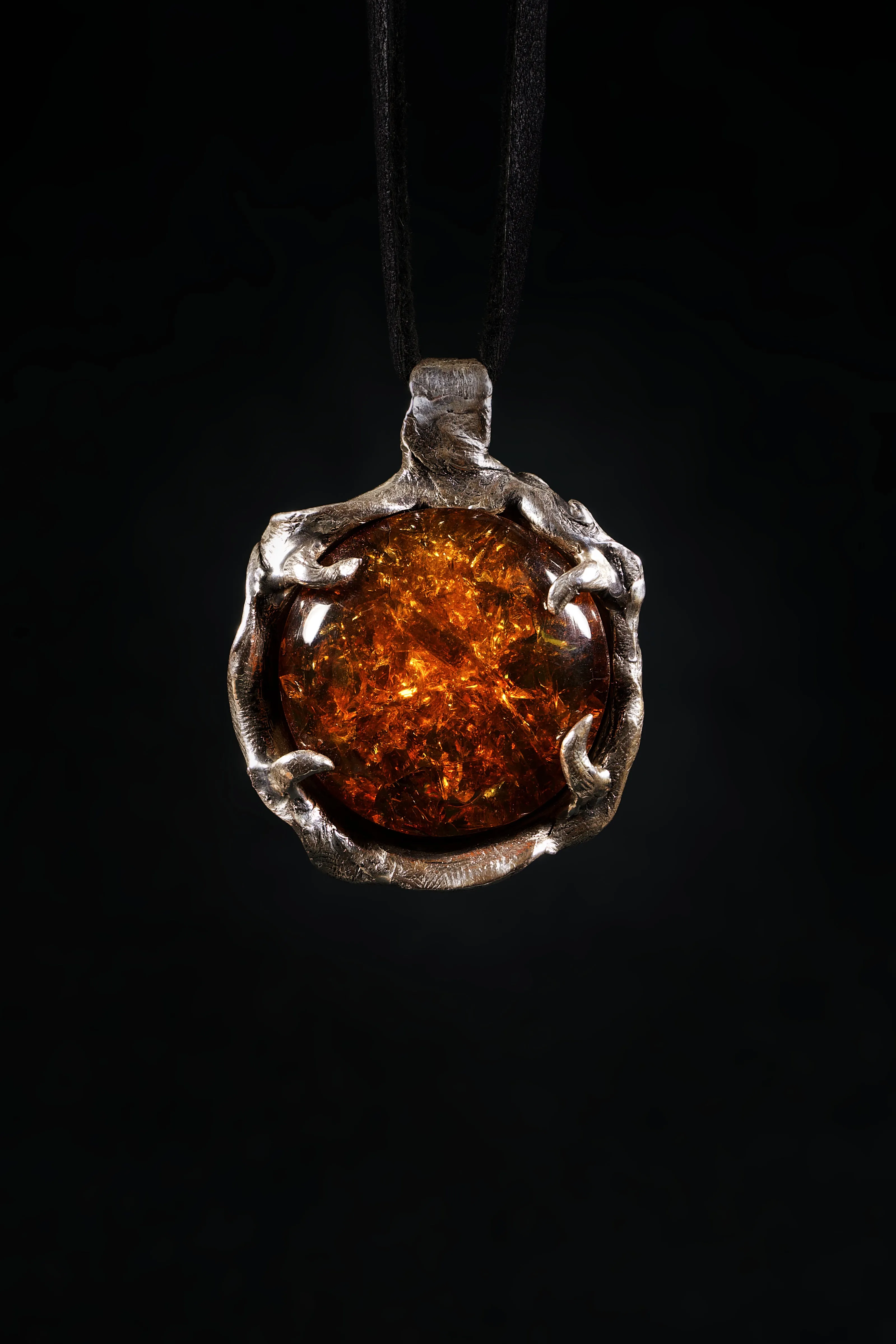 Amber Sun (Amber, Sterling Silver Pendant)