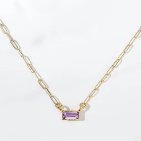 Amethyst Dainty Baguette Necklace