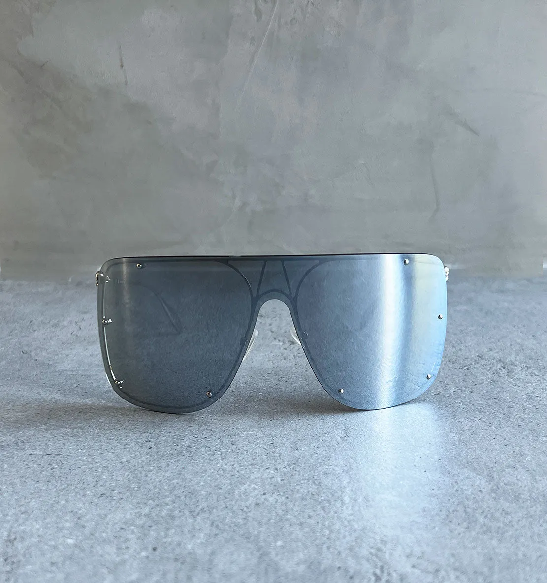 AMQ AM0313S Mask Sunglasses, Silver / Mirror