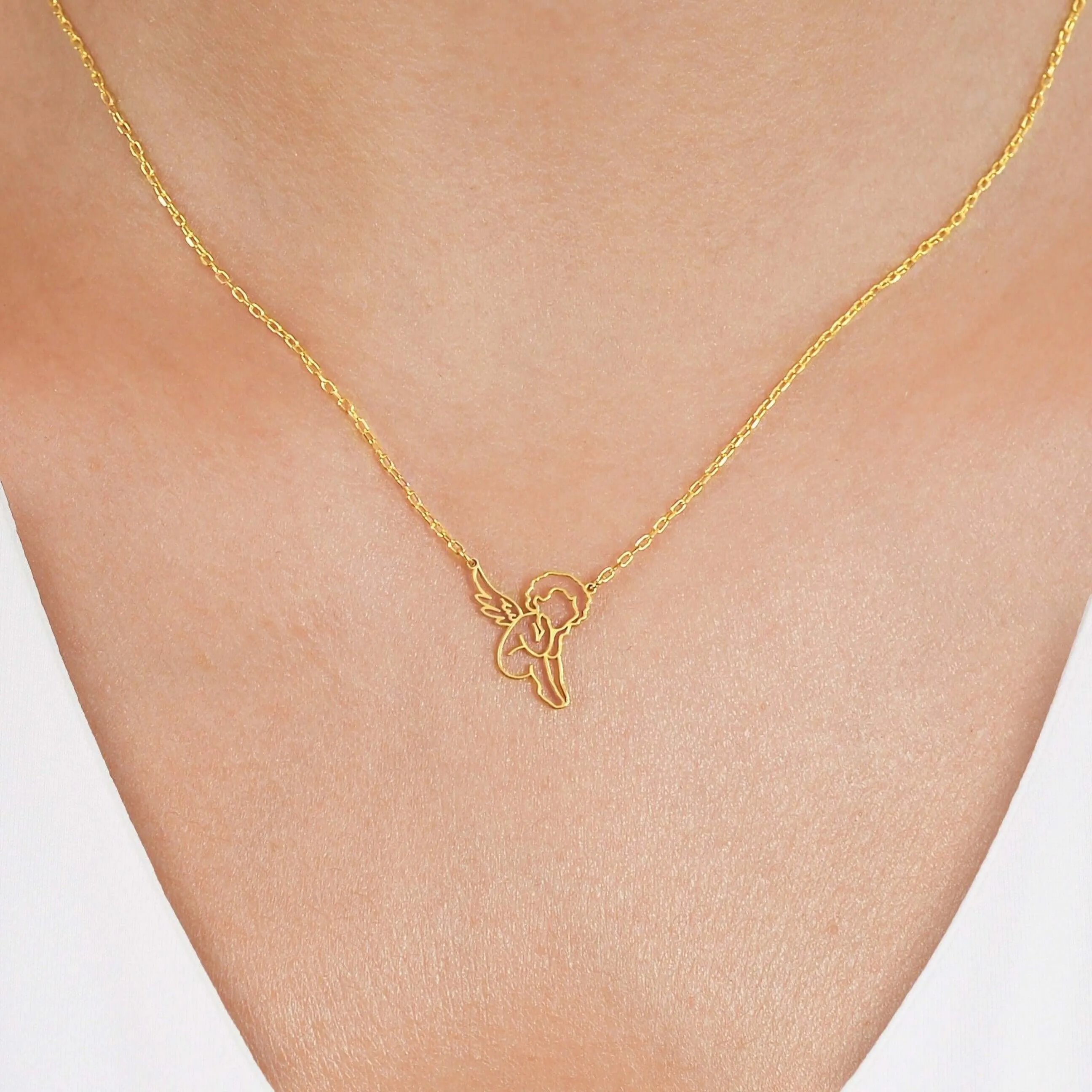 Angel Necklace | 14K Solid Gold