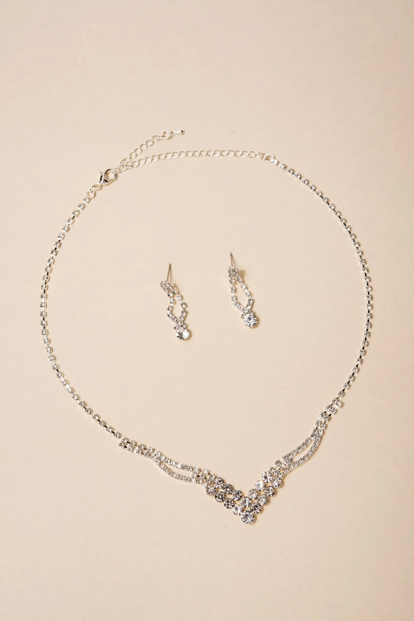 Anna Rhinestone V Necklace Set