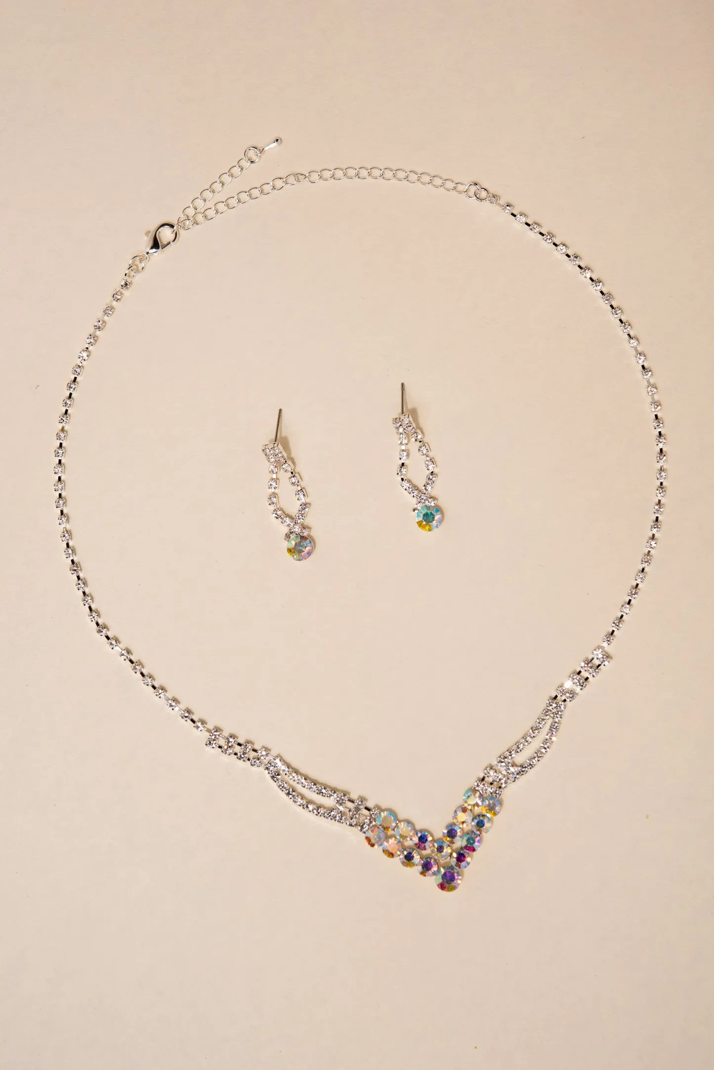 Anna Rhinestone V Necklace Set