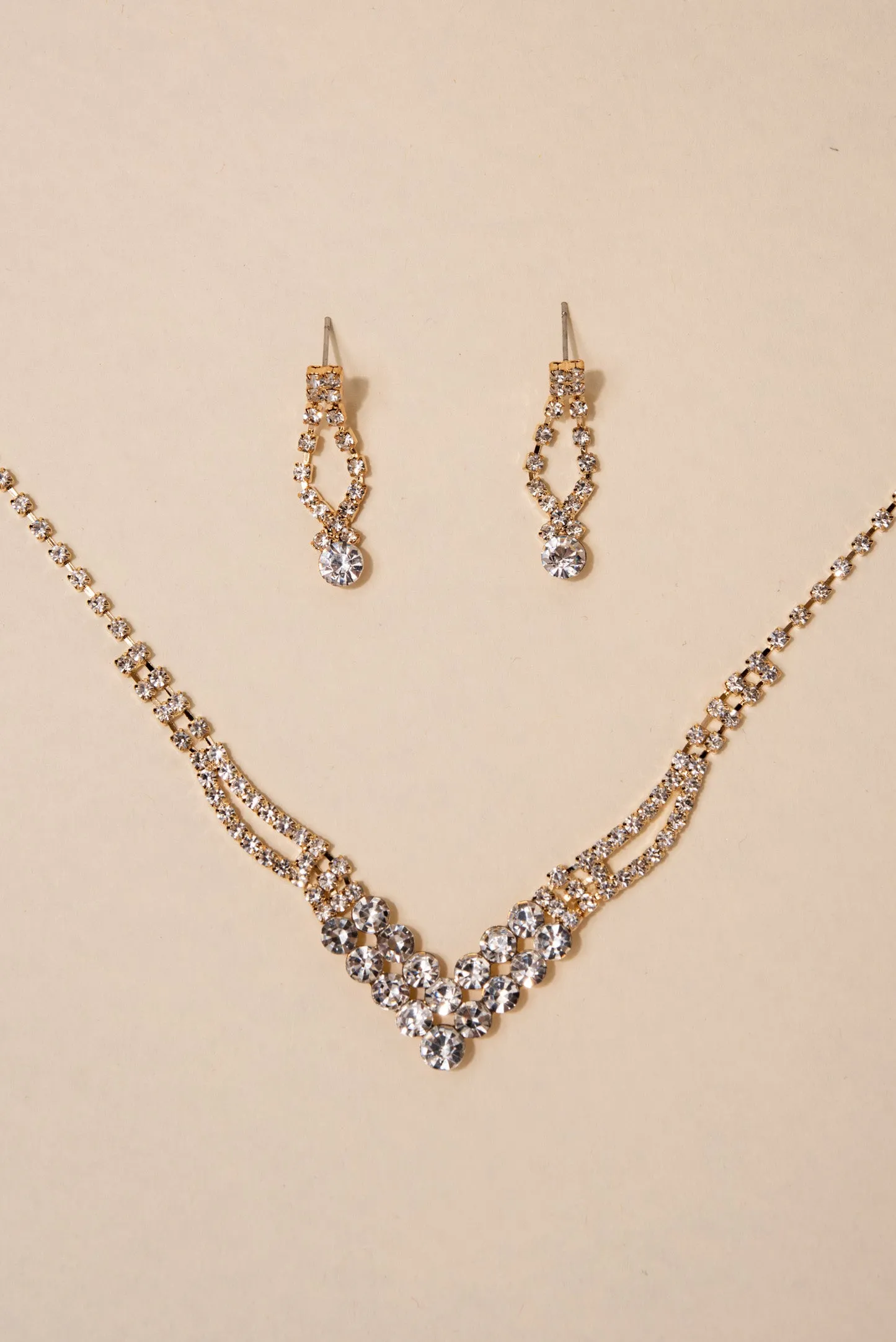 Anna Rhinestone V Necklace Set