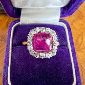 Antique Burma Ruby & Diamond Ring, 3.82ct.