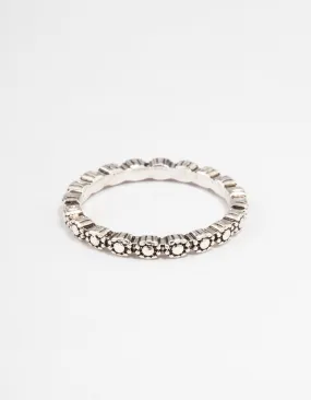 Antique Silver Tiny Flower Ring