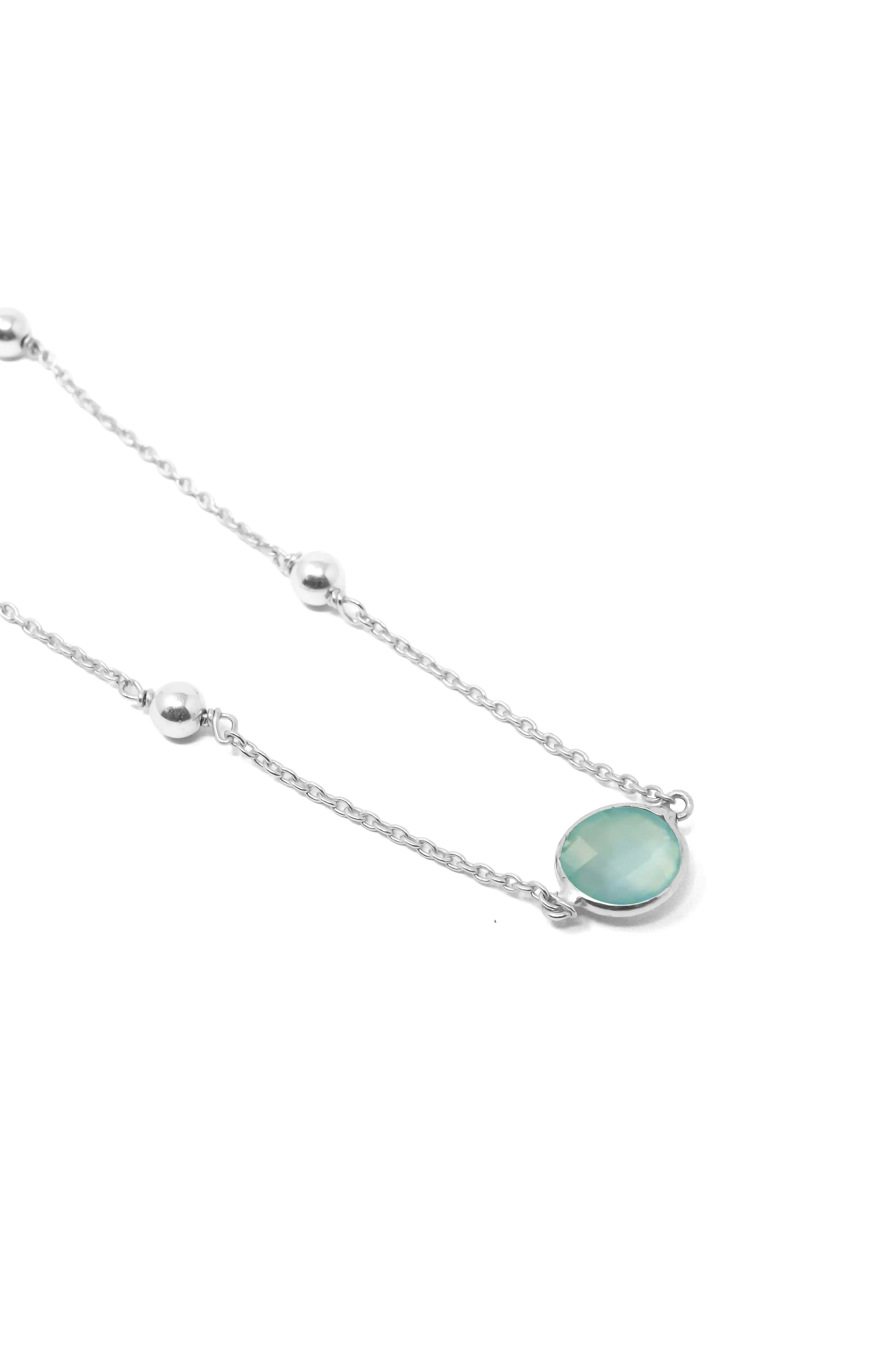 Aqua Dancing Balls Sterling Silver Chain Necklace