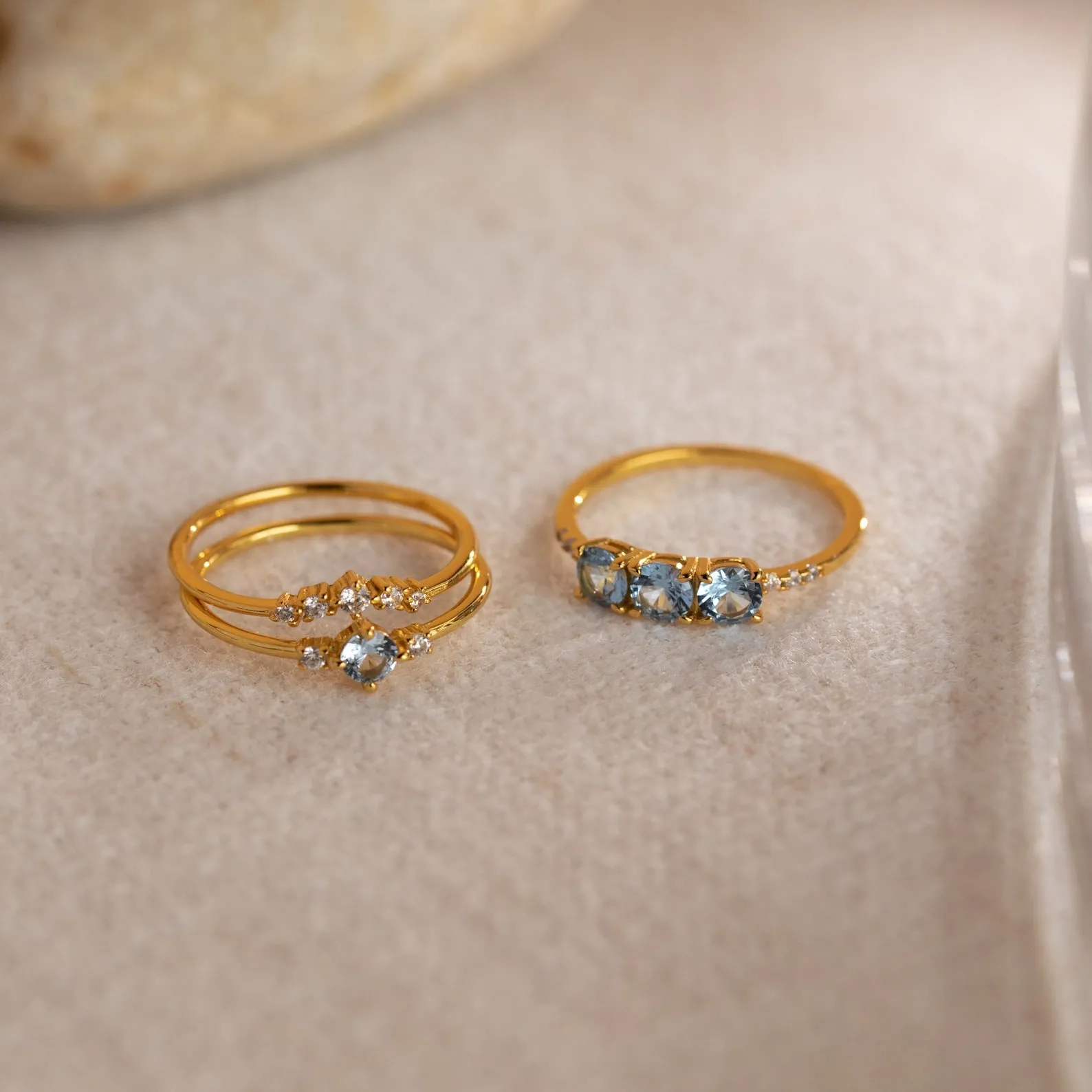 Aquamarine Stacking Ring Set