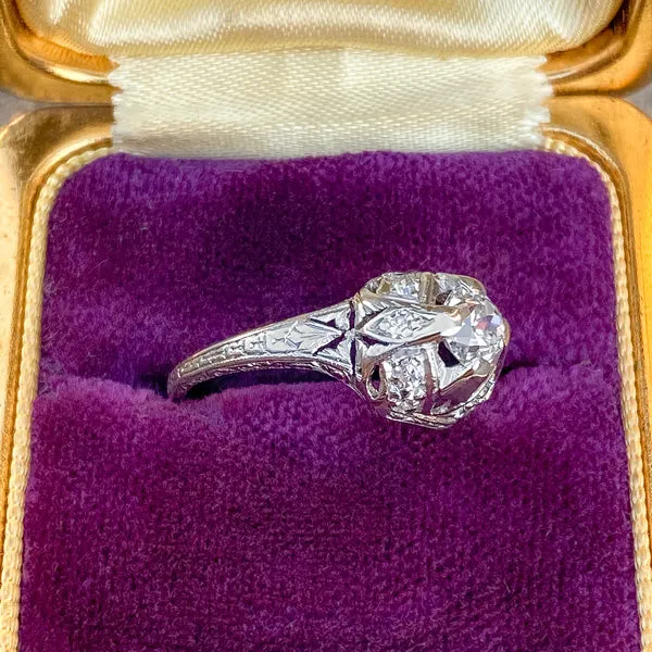 Art Deco Engagement Ring, Old Mine 0.50ct.