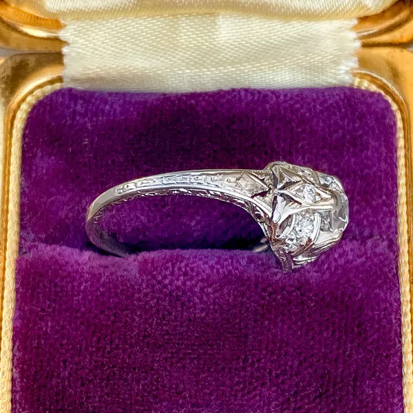 Art Deco Engagement Ring, Old Mine 0.50ct.