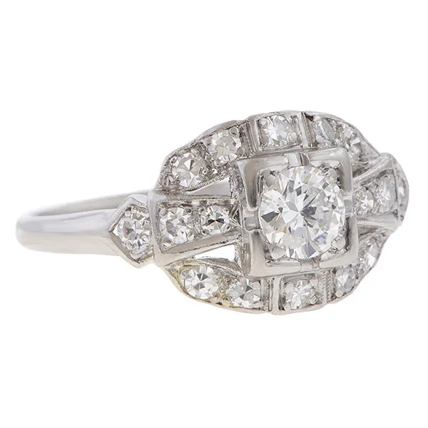 Art Deco Engagement Ring, RBC 0.30ct.