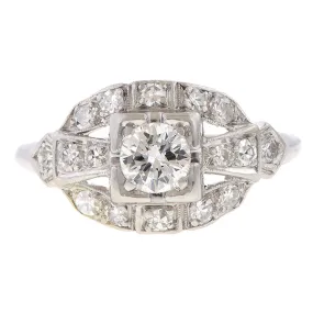 Art Deco Engagement Ring, RBC 0.30ct.