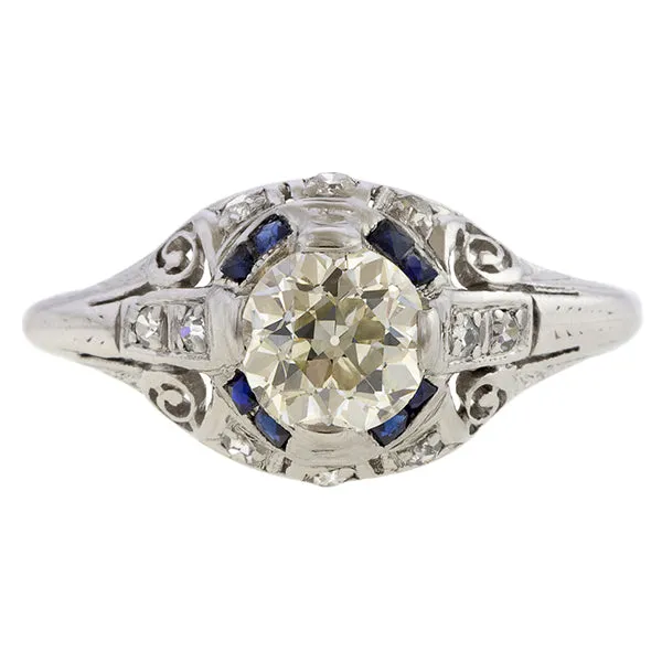 Art Deco Filigree Engagement Ring, TRB 0.72ct.