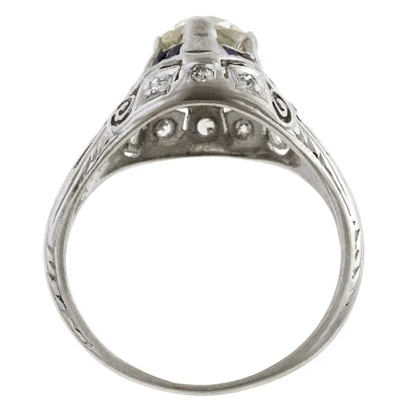 Art Deco Filigree Engagement Ring, TRB 0.72ct.