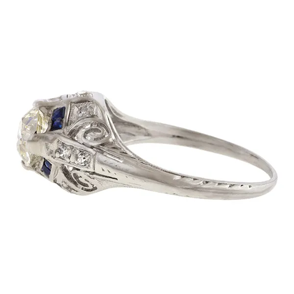 Art Deco Filigree Engagement Ring, TRB 0.72ct.