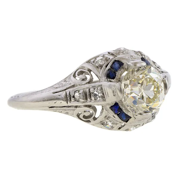 Art Deco Filigree Engagement Ring, TRB 0.72ct.