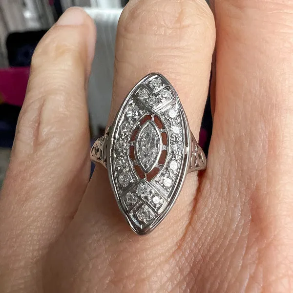 Art Deco Navette Ring